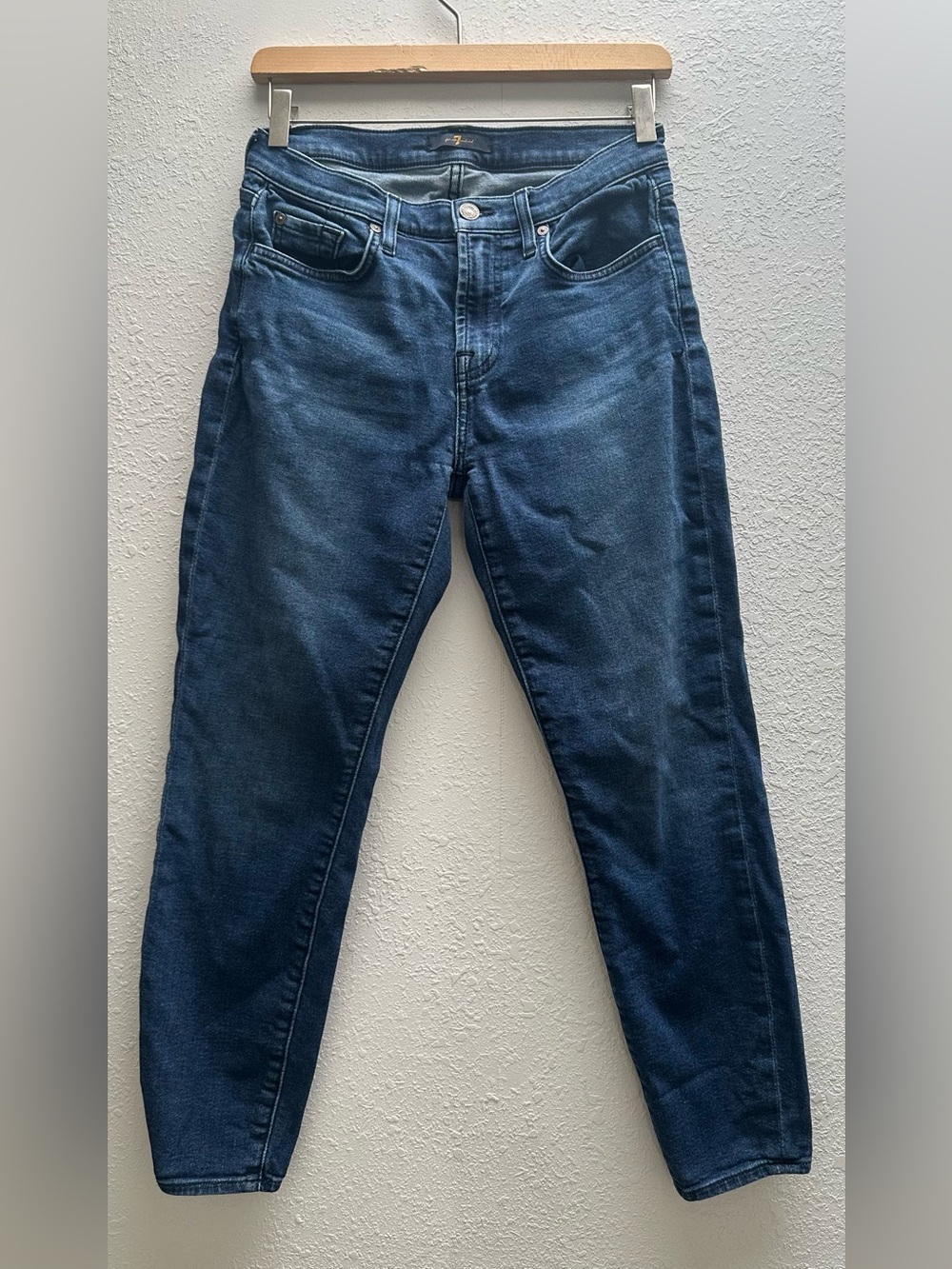7 For All Mankind Women's Cropped Jeans in Dark Blue